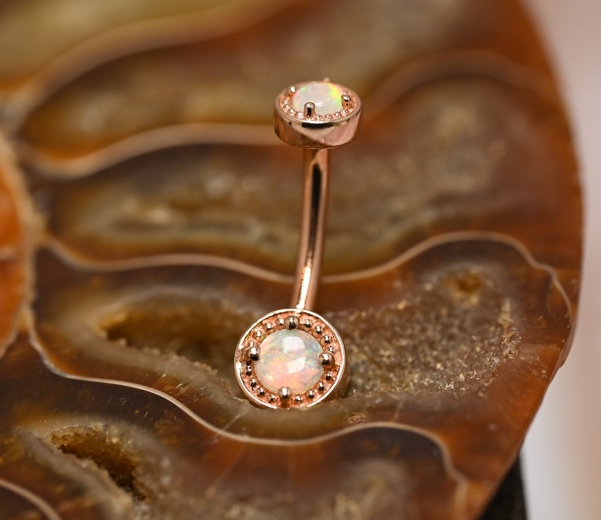 Genuine opals in rose gold
