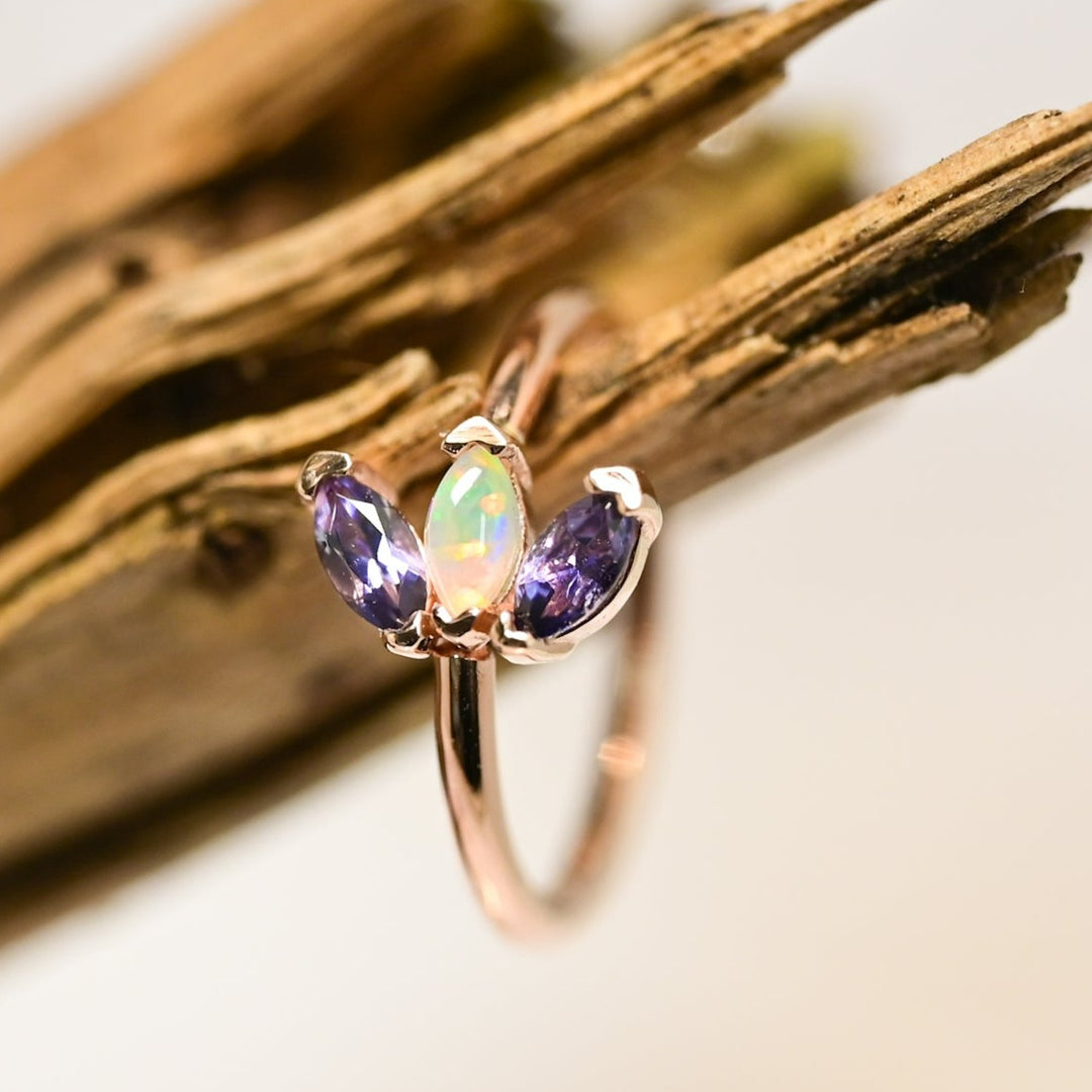 Marquise Fan Ring with Opal and Iolite